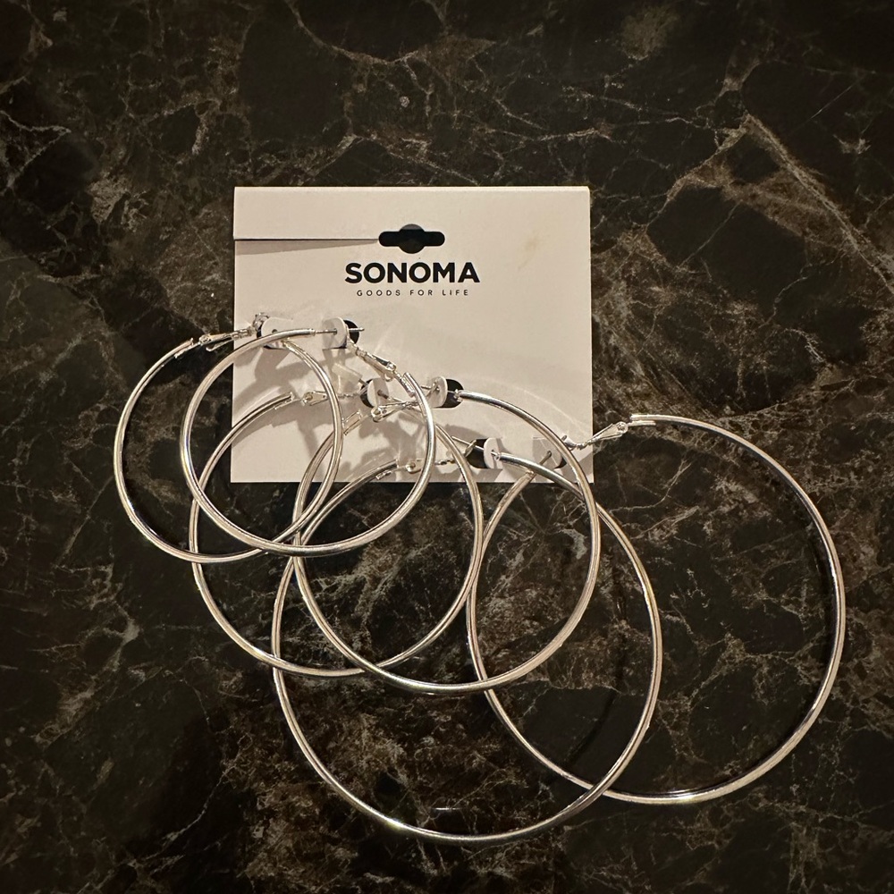 Sonoma Shiny Silver Hoop Earrings Collection
